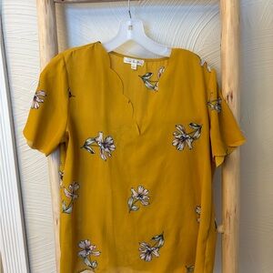 Nine Britton Mustard Floral Top
